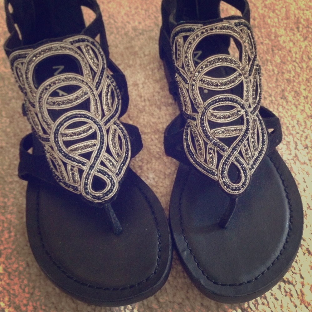 MIA Black Arabian sandals flats rhinestone Beads Bling